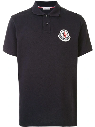 Shop Moncler Logo-patch Polo Shirt In Black