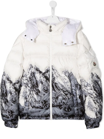 Shop Moncler Teen Mountain Peak Down Jacket In White ,grey