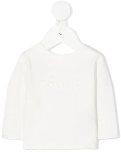 Shop Absorba Slogan Embroidered Long-sleeve Top In White