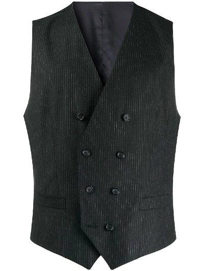 Shop Dolce & Gabbana Pinstripe Double-breasted Waistcoat In Black