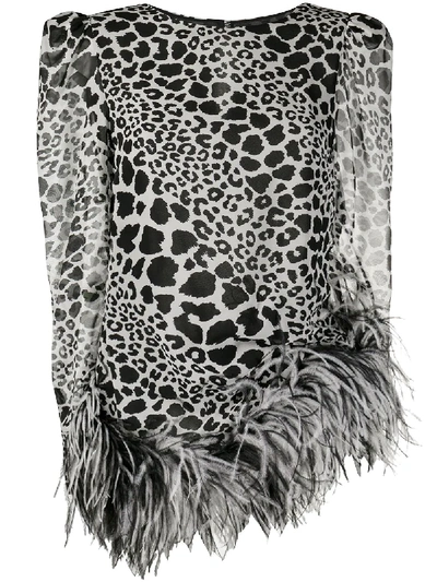 Shop Alessandra Rich Leopard Print Blouse In White