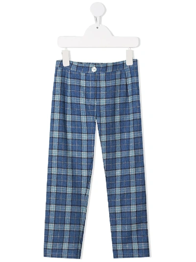 Shop Siola Check Straight-leg Trousers In Blue