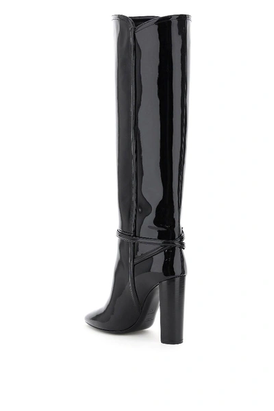 Shop Saint Laurent Patent Leather Boots Soixante Seize 105 In Black