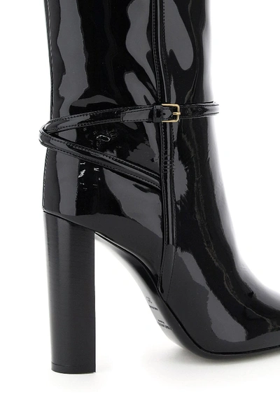 Shop Saint Laurent Patent Leather Boots Soixante Seize 105 In Black