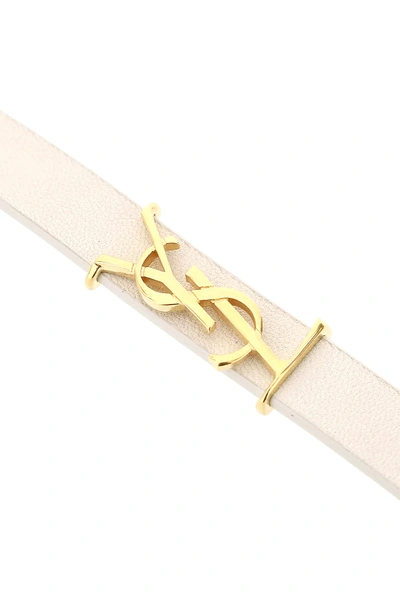 Shop Saint Laurent Leather Ysl Bracelet