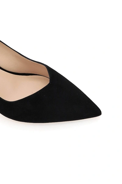 Stuart Weitzman Pointed-toe 75mm Leather Pumps In Black