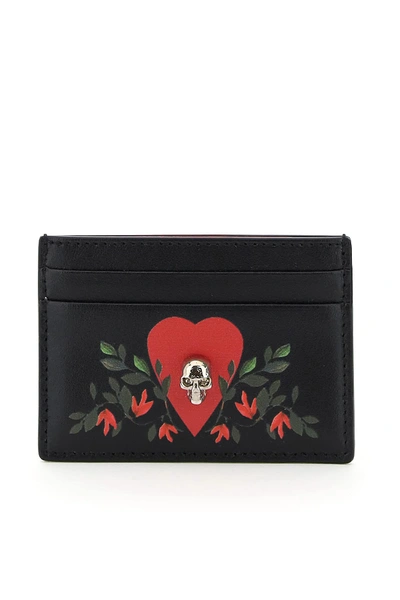 Shop Alexander Mcqueen Printed Card Holder Pouch Skull In Black,red