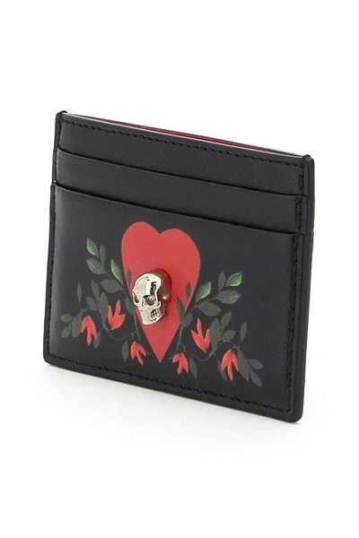 Shop Alexander Mcqueen Printed Card Holder Pouch Skull In Black,red