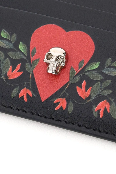 Shop Alexander Mcqueen Printed Card Holder Pouch Skull In Black,red