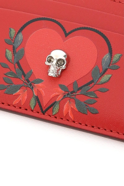 Shop Alexander Mcqueen Printed Card Holder Pouch Skull In Red,black