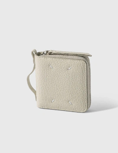 Shop Maison Margiela Small Zip Wallet With Holder In White