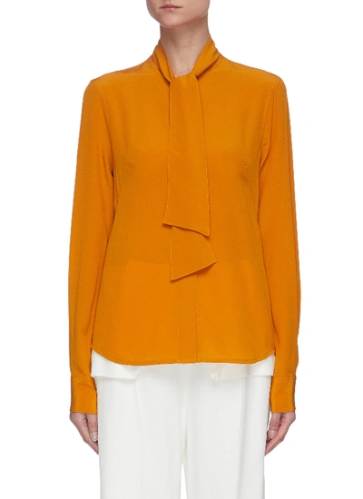 Shop Victoria Beckham Pussy-bow Silk Blouse In Orange