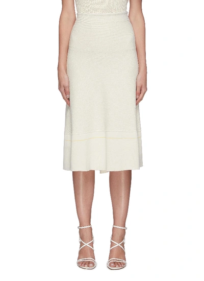 Shop Victoria Beckham Flare Knit Midi Skirt In White
