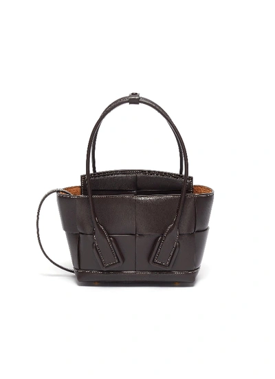 Shop Bottega Veneta 'arco' Intreccio Leather Shoulder Bag In Brown