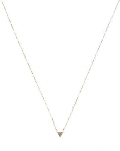 Shop Adina Reyter Super Tiny Pavé Triangle Necklace In Gold