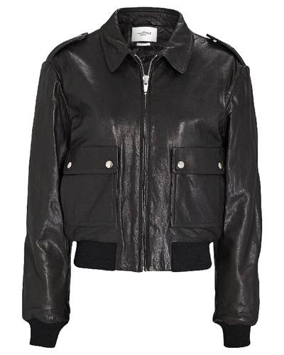 Shop Isabel Marant Étoile Cadell Leather Bomber Jacket In Black