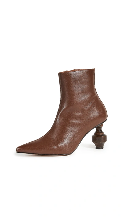 Shop Souliers Martinez Viernes Leather 80 Booties In Chocolate