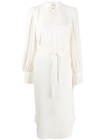 Shop Zimmermann Buckle-collar Dress In Neutrals