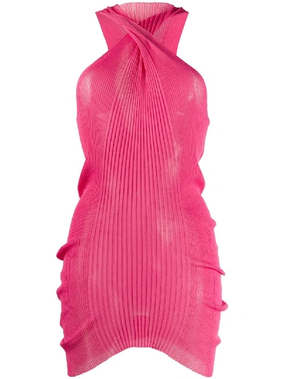Shop Bottega Veneta Semi-sheer Twisted Top In Pink