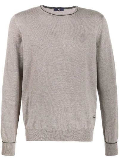 Shop Fay Round Neck Jumper In Grey