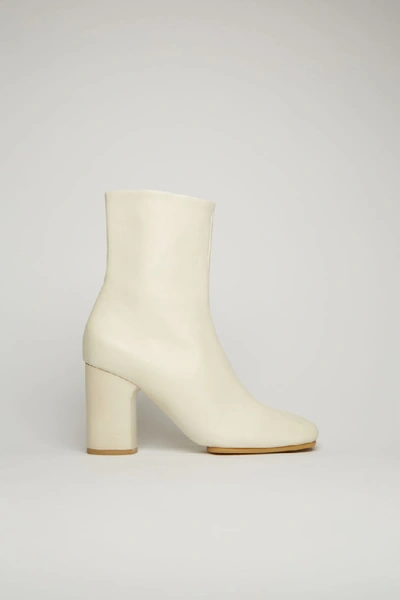 Shop Acne Studios Leather Ankle Boots Off White