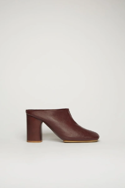 Shop Acne Studios Leather Mules Burgundy