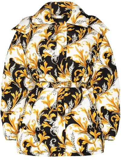 Shop Versace Baroque Print Puffer Jacket In Multicolour