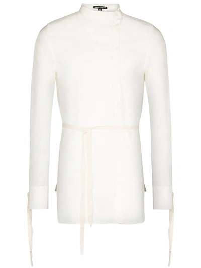 Shop Ann Demeulemeester Belted Cotton Shirt In White