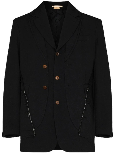 Shop Comme Des Garçons Homme Deux Single-breasted Blazer Jacket In Black