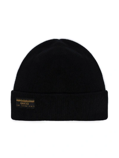 Shop Gucci Vintage Ribbed Beanie In Black