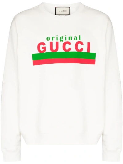 Shop Gucci Original Logo Print Sweatshirt In White