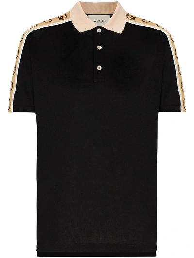 Shop Gucci Gg Ticker Tape Polo Shirt In Black