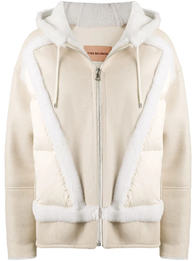 Shop Yves Salomon Fur-trim Bomber Jacket In Neutrals