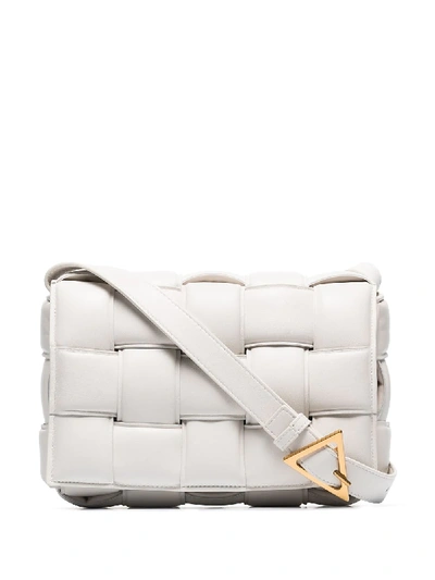 Shop Bottega Veneta Cassette Intrecciato Shoulder Bag In White