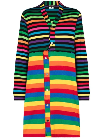 Shop Comme Des Garçons Homme Deux Rainbow-stripe Long-line Cardigan In Multicolour