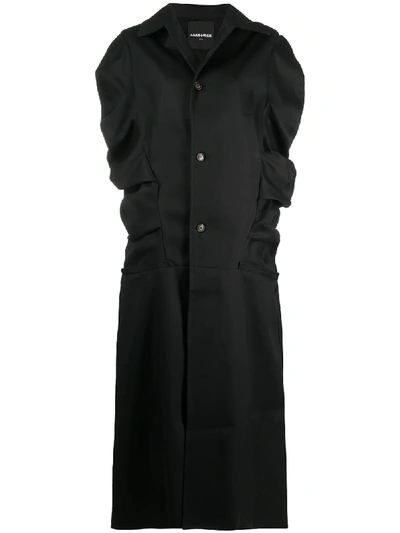 Shop Aganovich Ruffle-trim Long Coat In Black