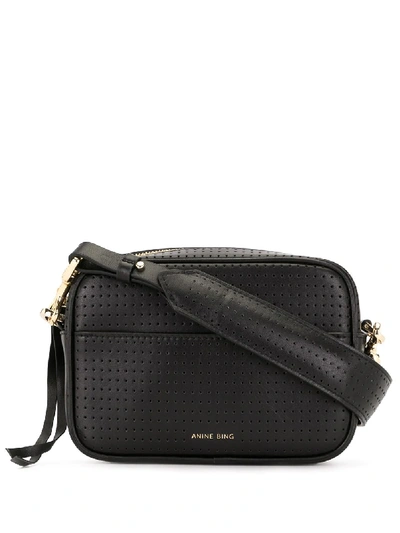 Shop Anine Bing Perforated Mini Alice Bag In Black
