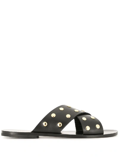 Shop Anine Bing Ira Studded Sandals In Black