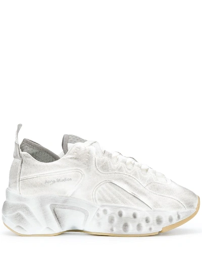 Shop Acne Studios Manhattan Tumbled Low-top Sneakers In Weiss