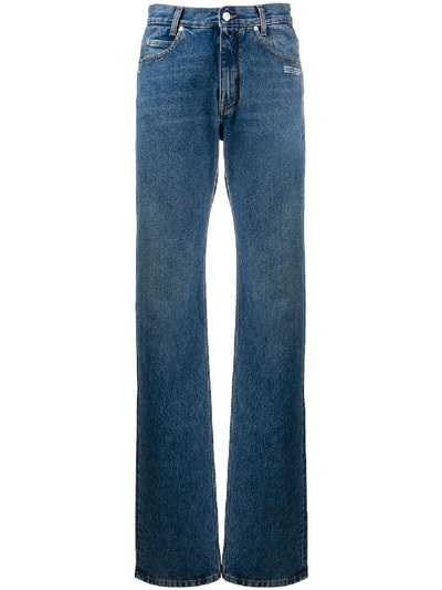 Shop Off-white Mid-rise Boyfriend Jeans In Blue