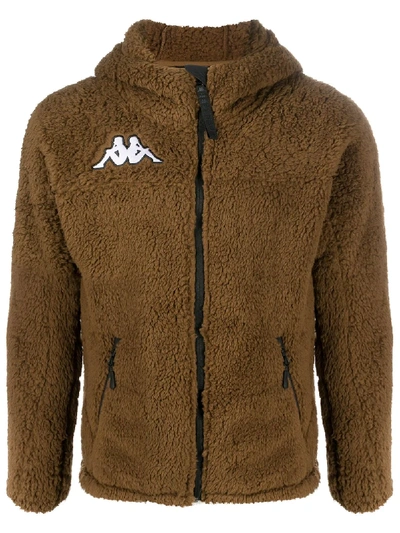 Shop Kappa 6cento Textured Hooded Jacket In Brown