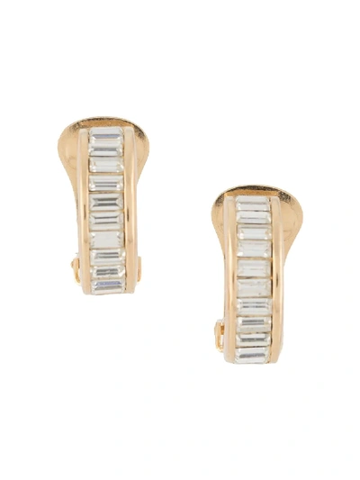 DIOR Pre-owned 1980s  Crystal-embellished Clip-on Earrings In Gold