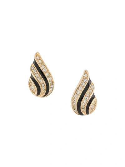 Pre-owned Dior 1980s  Rhinestone-embellished Earrings In Gold