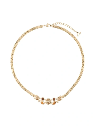 Pre-owned Dior 1980s  Gemstone-embellished Necklace In Gold