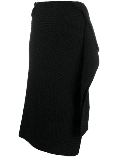Shop Sacai Ribbed-knit Drape Skirt In Black