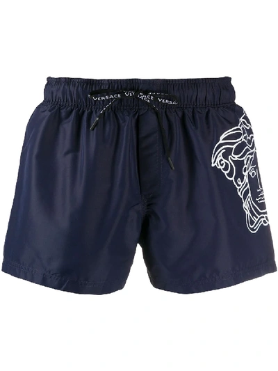 Shop Versace Medusa-motif Swim Shorts In Blue