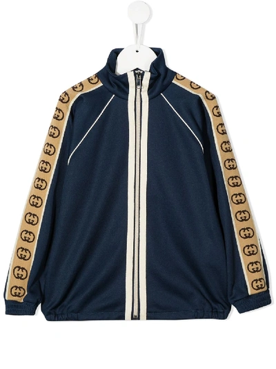 Shop Gucci Gg-trim Bomber Jacket In Blue