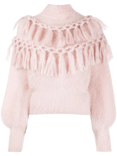 Shop Zimmermann Fringe Detail Jumper In Pink