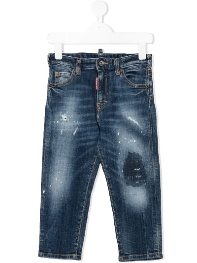 Shop Dsquared2 Distressed Regular-fit Jeans In Blue