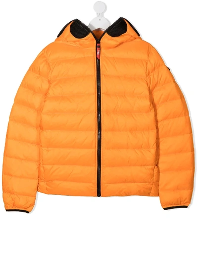 Shop Ai Riders On The Storm Young Teen Goggle Hood Padded Jacket In Orange